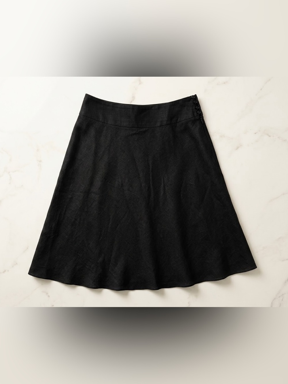 NWOT Ann Taylor Black Linen-Feel Lined Side-Button A-Line Skirt Size 16